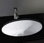 Clickbasin Large Oval Under Mounted Inset Bathroom Sink in White Ceramic | 560mm x 440mm Family Basin | VALPACOS