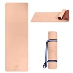 WiseLife Dual Layer TPE Yoga Mat + Carry Strap for Women and Men | Non-Slip Textured Extra Wide & Thick | Pro Balance TPE Exercise Mat For Home, Pilates, Gym & Fitness (Dual Layer 6MM, Peach Wine)