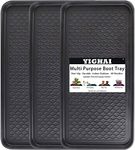 YIGHAI Durable Boot Trays 30" x 15" x 1.2" Indoor Outdoor Boot and Shoe Trays Dirt Rug Pet Bowls-Paint-Dog Bowls for Entryway Shoes Pets Garden- Mudroom Garage (Black, 3PC)