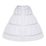 Freebily Kids Flower Girls' Crinoline Petticoat 2 Hoops Net Wedding Bridesmaid Drawstring Underskirt Slip 3 Hoops White One Size