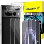 [3+3 Pack] QUESPLE for Google Pixel 8 Screen Protector, 3 Pack Shatterproof Premium Tempered Glass + 3 Pack Camera Lens Protector,9H Tempered Glass, Fingerprint Unlock Support, Case Friendly for Google Pixel 8 5G Glass Screen Protector