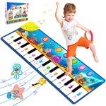 Foayex Toys for 1+ Year Old Baby Piano Mat 43.3×14.2 Inch Musical Toys for Toddlers 1-3, Floor Piano Sounds Touch Playmat Keyboard Dancing Mat Birthday Toddler Toys