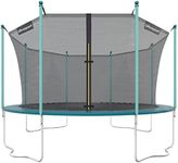 Ultrasport Garden trampoline Wave, Ø 430 cm, including Jumping mat, Springs, Safety net, Padded net post and Edge protection, Weatherproof, Can be loaded up to 150 kg, Green