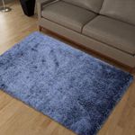 Polyester Blend Shardha Home Premium Rectangular Shape Carpets For Living Room/Rugs For Living Room, Fluffy And Soft Shaggy Carpet Floor Mat (16X24 Inch, Blue)