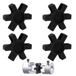 Eowppue Flexible NBR Rubber Spider Inserts, Solid Star Center Inserts for L-Type Jaw Coupling Kit, Black (4 Pieces, L075)