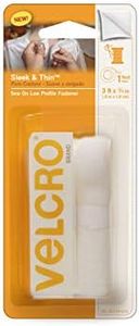 VELCRO Brand Sleek and Thin for Fabrics | 3ft x 3/4in Tape, White | Soft on Skin Ultra Light with Sewing Lane Technology,