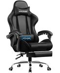 GTPLAYER Gaming Chair, Computer Chair with Footrest and Lumbar Support, Height Adjustable Gaming Chair with 360°-Swivel Seat and Headrest for Office or Gaming Black