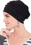 Slouchy Snood Hat - The Original 100% Cotton Slouchy Beanie, Black, One Size