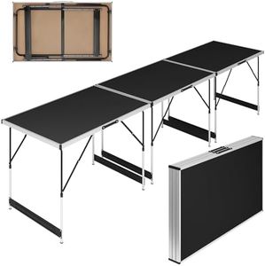 Miadomodo® Table Pliante - 3 Pièce, Pliable, en Aluminium, Hauteur Réglable, Robuste, Multifonction - Table Pliable de Camping, Jardin, Intérieur/Extérieur, Pique-Nique, Balcon, Marché aux Puces