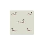 Sophie Allport - Hare Coasters, Set of 4, Heat Resistant, Cork Backed, Protect Furniture, Stylish & Neutral Print