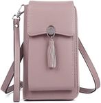 Pearl Angeli Small Crossbody Phone Bag Wallet RFID Cell Phone Purse Wallet PU Leather Shoulder Handbag Wallet for Women, New-pink