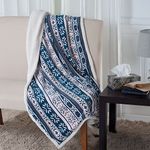 Lavish Home Fleece Sherpa Blanket Throw, Snowflakes