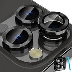 imluckies Camera Lens Protector for iPhone 14 Pro/iPhone 14 Pro Max, Alloy Metal Individual Ring, Anti Scratch HD Tempered Glass Lens Screen Protector Cover Film, Case Friendly, Black