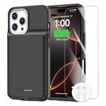 Battery Case for iPhone 16 Pro, 15W Fast Charging Case Charger 8500mAh Ultra-Slim Lightweight Powerful Battery Pack Rechargeable Anti-Fall TPU Juice Box for iPhone 16 Pro Charging Case(6.3") Black