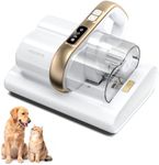 HEAPETS Mattress Vacuum Cleaner, 16Kpa Bed Vacuum with 275nm UV-C Light & 149℉ Heat & Ultrasonic, Dual High-Speed Roller Brushes & HEPA Filter for Pet Hair, Bed, Sofa, Couch, Corded White