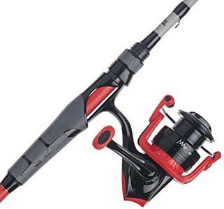 Abu Garcia 7’ Max X Fishing Rod and Reel Spinning Combo, 3 +1 Ball Bearings with Lightweight Graphite Body & Rotor, Rocket Line Management System,Red