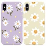 Yoedge 2 Pack Cute Flowers Print Suitable for iPhone XR 6.1" Phone Case, Floral Daisy Aesthetic Pattern Shell Soft Silicone TPU Shock-Absorbing Smile Cover for Women and Girls