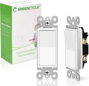 Single Pole Double Rocker Light Switch,Greencycle 2 Pack Paddle Light Switch 15 Amp,Sp Decora Switch White,120V-277V AC,On/Off Wall Switch, Residential/Commercial Grade,Home & Office,UL/CUL