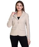 Comfy Sparrow Women Self Designed Short Coat Formal Short Coat/Blazzer with Single Button Smart & Regular Fit Stylish Blazer for Women (IN, Alpha, M, Regular, DUST GREY)