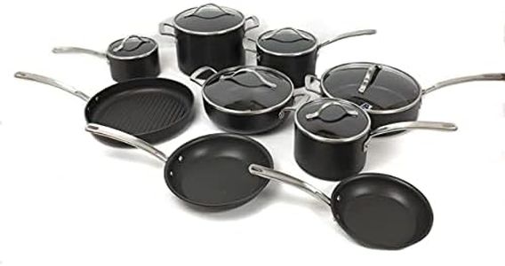 Kirkland SignatureTM 15-piece Hard-Anodized Aluminum Cookware Set with 18/10 Stainless Steel Handles and Tempered Glass Lids