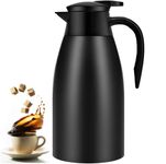 68oz Coffee Carafe Airpot Insulated Coffee Thermos Urn Stainless Steel Vacuum Thermal Pot Flask Dispenser for Coffee, Hot Water, Tea, Hot Beverage - Keep 12 Hours Hot, 24 Hours Cold-Black