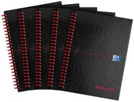 Oxford Black n' Red, A5 Notebook Hardcover, Glossy, Wirebound, Lined, Pack of 5