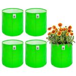 Anandi Green's Premium Hdpe Uv Protected 260 GSM Round Shaped Green Colour Plants Grow Bags Suitable for Terrace and Vegetable Gardening 9x9 Inch Pack of 5