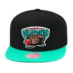 Mitchell & Ness Vancouver Grizzlies NBA Logo Snapback Hat Cap - Black/Teal, Black, One Size