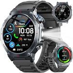 Smart Watch for Men Answer/Make Calls, 1.43" AMOLED Military Smart Watch with GPS/Torch/Compass/Altitude/Heart Rate/Health Monitor/Blood Oxygen, 5ATM Waterproof, 160+ Sports Smartwatch for iOS Android
