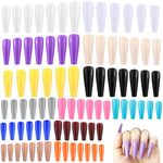 GiantGo 336 Pieces Extra Long Ballerina Fake Nails - Solid Colour Full Cover False Nails - Artificial Acrylic Nails for DIY Nail Art Salon Women Girls, 14 Colours