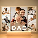 Personalised Dad Birthday Gifts, Customised Photo Frames with Photos, Personalised Picture Frames Acrylic Plaque with Night Light, Personalised Dad Gifts for Fathers Day, Christmas