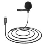 BOYA Lavalier Lapel Condenser Microphone for iPhone 7/8/X/11/12 Omnidirectional Mini Mic Interview Video Vlogging Recording Youtube External Tiny Microphones with Long Cord Lightning Connector BY-M2