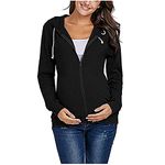 Women's Nursing Hoodie Zip Up Sweatshirt Long Sleeves Maternity Tops Casual Clothes S-2XL (Black-4#, XXL)