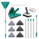 Ceuku Wall Cleaner Mop with Long Handle 85 Inches Baseboard Cleaner Tool Duster with 6 Replacement Pad and 2 Tile Tub Brush, Wall Mop for Cleaning Ceiling Window Tile Tub, Green