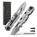 Gifts for Men 10IN1 Multitool EDC Pry Bar with Bi-Directional Ratchet Screwdriver & Everlasting Pen, Wrenches, Crowbar, Bottle and Box Openers Christmas Gifts Camping Accessories