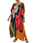 Bsubseach Long Swimsuit Coverup for Women Plus Size Kaftan Dress Summer Beach Cover Up Caftan Flower Print