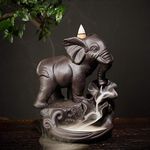 YYW Elephant Incense Stick Holder with 10PCS Backflow Incense Cones Asian Ceramic Incense Holder Backflow Incense Burner