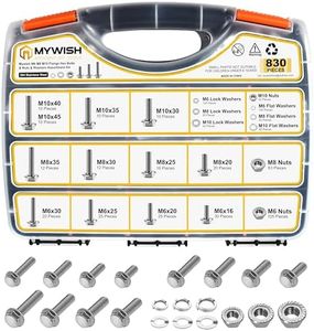 830Pcs M6 M8 M10 Flange Metric Bolt Assortment, Flanged Hex Head M6x1.0 Bolt M8x1.25 Bolt M10x1.5 Bolt Kit, 304 Stainless Steel Serrated Nuts and Bolts, Flat & Spring Washers by Mywish