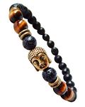 Young & Forever Gift D'vine Tiger Eye Lava Rock Diffuser Healing Beads Yoga Reiki Gold Buddha Charm Natural Stone Unisex Energy Strand Rakhi Bracelet for Women