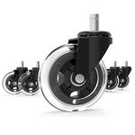 GBL Office Chair Castors - Set of 5 - Office Chair Wheels Replacement Rubber Chair Casters for Hardwood Floors and Carpet - Rollerblade Wheels for Office Chair Quiet Rolling - Black