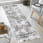 JURLEA Hallway Runner Rug Non-Slip Carpet Runner for Hallways Kitchen Living Room No Shedding Washable Lightweight Long Runners Rug (Cream/Grey, 60x300cm,2'x 10')