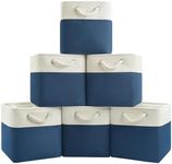 Patvingot 11×11×11 Cube Storage Bins, Foldable Fabric Storage Basket,Organizers for Shelves with Handles for Organizing Home, Closet, Clothes, Toy, Book, Laundry, Office (White and Blue, 6 Pack)