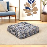 The Furnishers Weaved Quilted Floor Cushion 50x50x10 cm Grey Shiny Triangle with Cotton Filler Large Size for Seating, Patio Seat, Meditation, Yoga, Pooja, Guests, Living Room, Bedroom