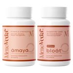 Menoveda Amaya & Bloat Combo | Ayurvedic Multivitamin For Women 40+ Nearing Menopause - For Improved Joint health, Fitness, Strength, IBS & Gut Health | Reduces Bloating & Indigestion - Pack Of 2