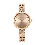 ECSTASY Aura Luxe Line Rose Gold Plated Bracelet Womens Watch with Crystals (White DAIL + White Stones)