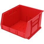 Akro-Mils 30270 AkroBins Plastic Hanging Stackable Storage Organizer Bin, 18-Inch x 16-Inch x 11-Inch, Red, 3-Pack