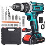 blayram 21V Power Cordless Drill Set with 2 Batteries 2000mAH, Handheld Screwdriver Drill Set with 25+3 Torque Setting, 27PCS Drill Bits 2 Speed, LED Light for Home and Garden DIY Project