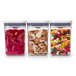 OXO 11236300 3 Piece Small Square Short POP Container Set, Plastic, White