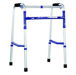 Dyna Rehaid Walker | Walking Frame | Aid for Walking for Senior Citizens and After Surgery | Aluminium | Light-weight | Foldable | Easy to Transport | Height Adjustable Silver Color | Supports upto 100kg