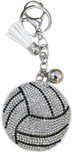 xuzhiyuan Creative Football Keyring Glitter Crystal Baseball Softball Key Ring Rhinestone Baseball Key Chians for Sports Fans, Volleyball